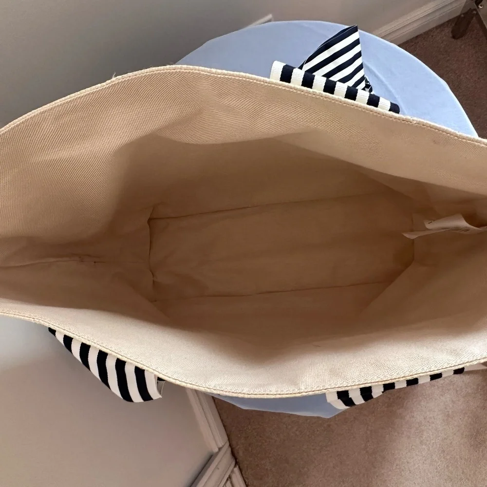 NEW Mark & Graham RIBBON BOW BAG BEACH BAG Tote Raffia Bag Bow Tie button close - Picture 4 of 7